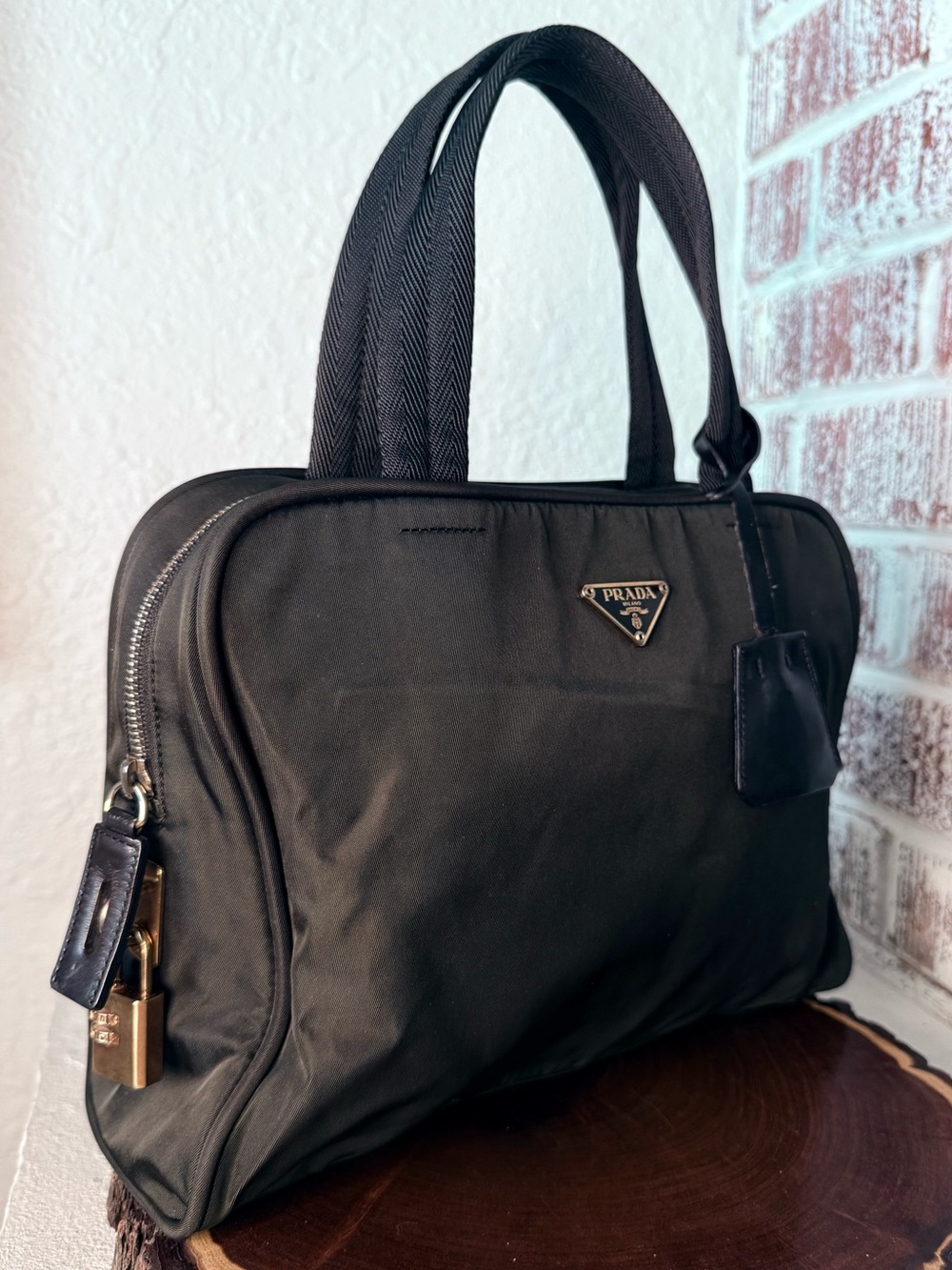 Prada  Nylon Satchel with Gold Hardware